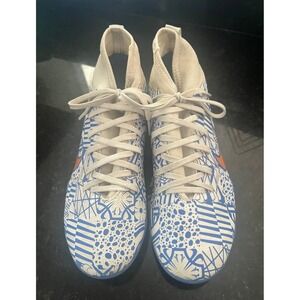 Nike Mercurial Kids Soccer Cleats Blue Orange Patterned Turf Shoes